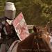 View the image: Shield at the ready horse not so much